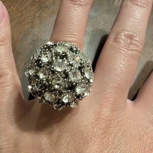 Elegant Silver Crystal Poison Ring